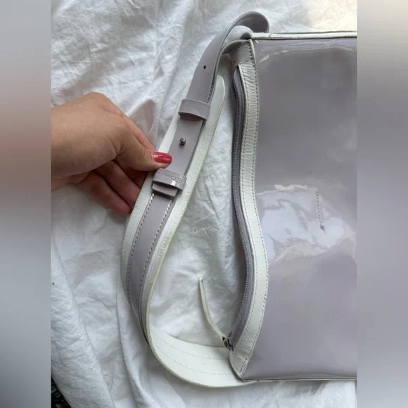 Y2K Calvin Klein Lilac and Cream Mod Style Vinyl Bag